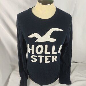 Women's Hollister Blue Long Sleeve Pullover Crew Neck T-Shirt Size Small